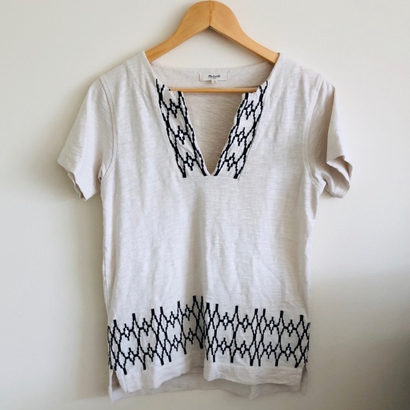 Madewell Tops - Madewell Thick Knit Boxstitch Embroidered Slub Top